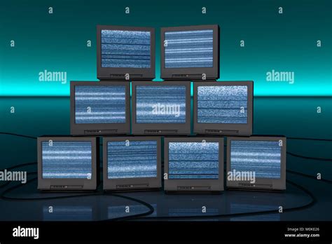 an old tv with static noise (3d rendering Stock Photo - Alamy