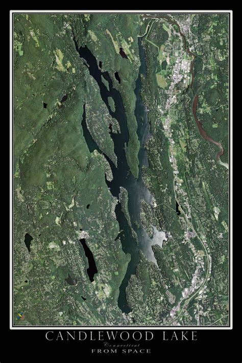 The Candlewood Lake Connecticut Satellite Poster Map (With images ...