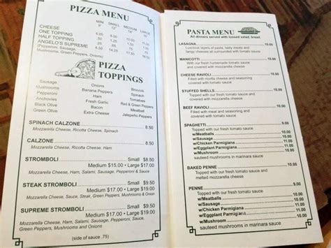 Menu of Angelo's Pizza in Brookville, PA 15825