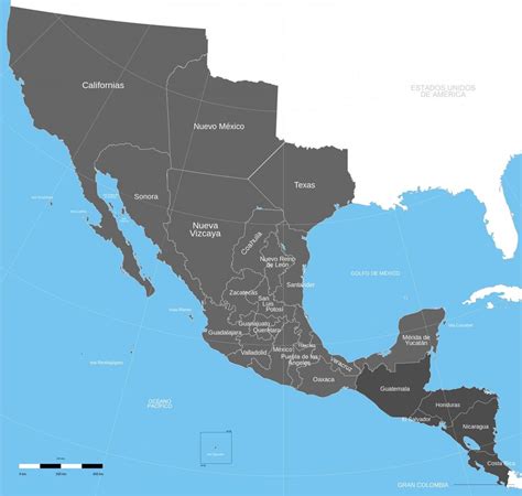 Map of old Mexico territory - Old mexican territory map (Central ...