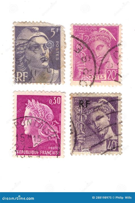 Vintage Postage Stamps from France. Stock Illustration - Illustration of vintage, lilac: 288198975