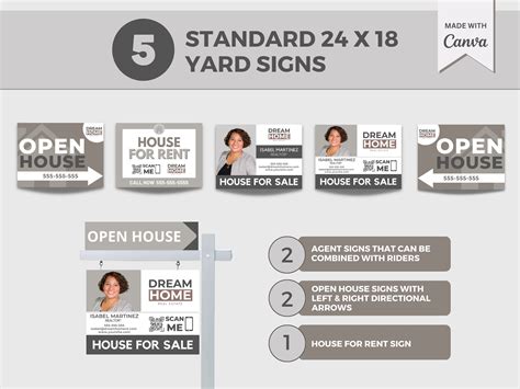 Real Estate Yard Sign Template Bundle Modern Minimalist House for Sale Sign Realtor Sold Sign ...