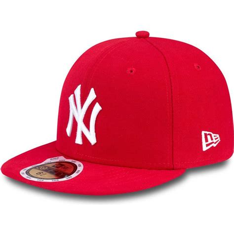 New Era Flat Brim Youth 59FIFTY Essential New York Yankees MLB Red ...