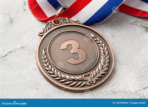 Bronze Medal. Third Place Award with Ribbon Stock Photo - Image of metal, success: 185709426