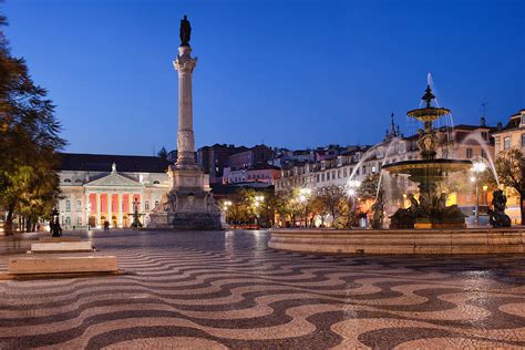 Rossio Square by Night in Lisbon Photograph by Artur Bogacki - Fine Art America