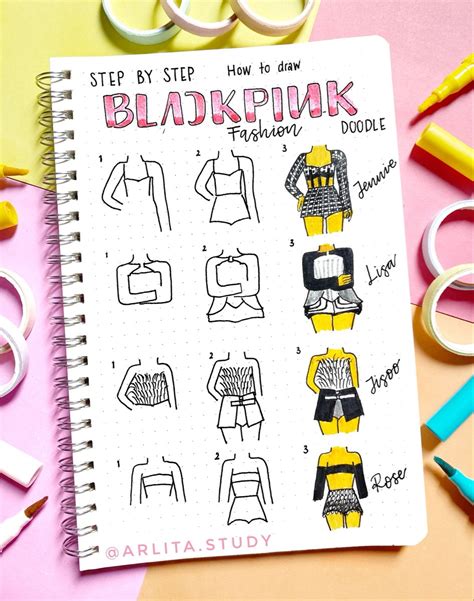 Step by Step How to Draw Blackpink Style Doodle