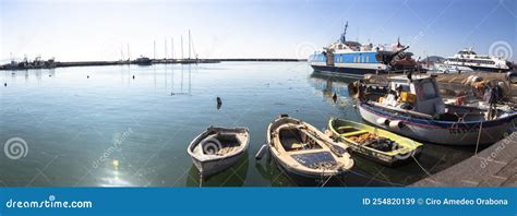 Formia harbour with ship editorial stock image. Image of view - 254820139