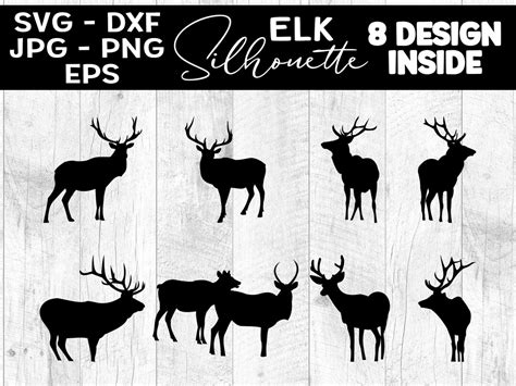 Elk Silhouettes SVG Elk Silhouette Clipart - Etsy