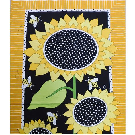 Patchwork Quilting Sewing Fabric Large Sunflower Field Panel 60x110cm