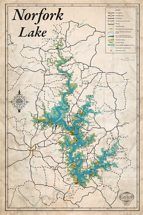 Norfork Lake Arkansas Old West Map - Gallup Map