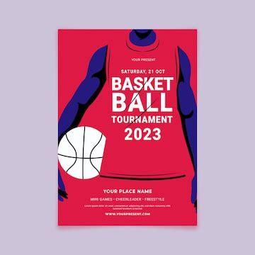Premium Vector | Basketball tournament flyer template illustration with basketball player silhouette