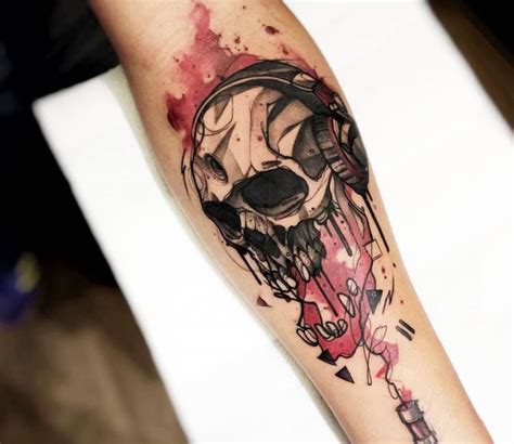 Musick skull tattoo by Felipe Rodrigues | Post 15611