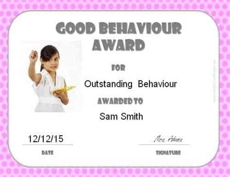 Good Behaviour Certificates with Photo | Customize Online