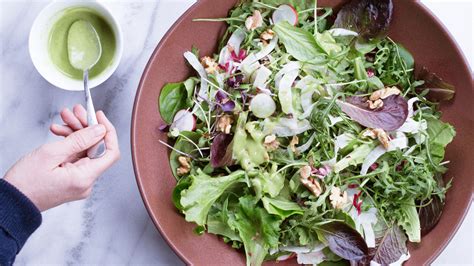 Radish + Spring Greens Salad with Radish Greens Goddess Dressing - barre3