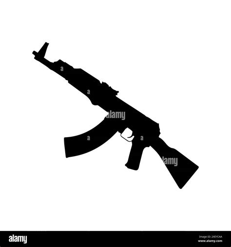 Ak 47 vector silhouette isolated on white background. Ak 47 icon illustration design Stock ...