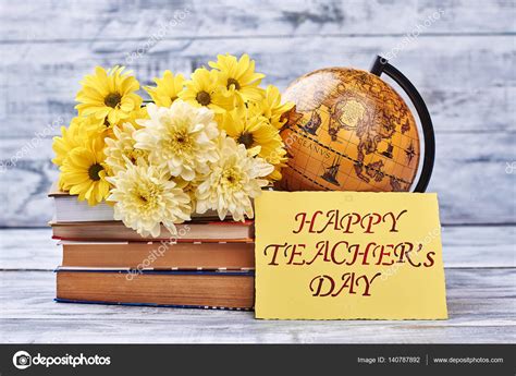 Teachers Day card and flowers. — Stock Photo © Denisfilm #140787892