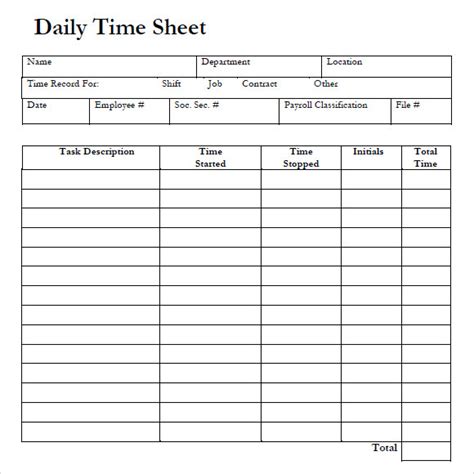 Daily Time Log Sheet Printable | Images and Photos finder