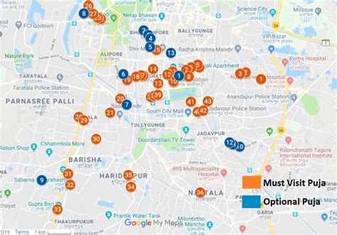 South Kolkata Durga Puja Guide Map | Rider Escaped