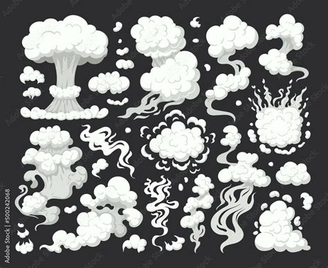 Stockvector Cartoon smoke or dust clouds, puff comic smoke explosion ...