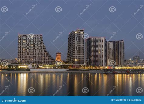 Belgrade Waterfront Buildings Skyline at Night, Serbia Editorial Stock Photo - Image of ...