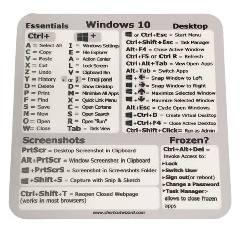 Windows 10 Reference Keyboard Shortcut Sticker Vinyl 3"x3" for Any 12" and Larger PC Laptop ...