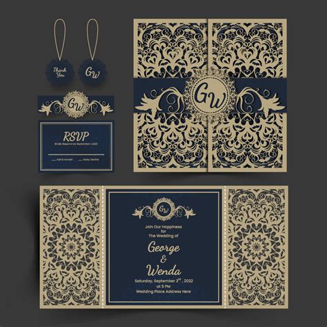 Laser Cut Wedding Invitation Vector Art, Icons, and Graphics for Free Download