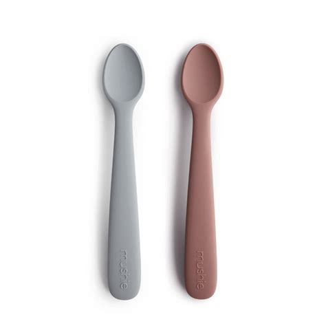 Baby Silicone Feeding Spoons (Blush/Shifting Sand) 2-Pack – Mushie