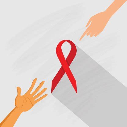 Hand Hold Red Ribbon World Aids Day Awareness Stock Clipart | Royalty ...