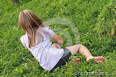 Barefoot Girl On Grass Stock Images - Image: 26092524