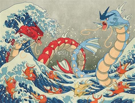 The Great Wave / Gyarados & Magikarp | Pokemon gyarados, Pokemon art ...