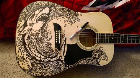 Drew on my guitar today - post | Sharpie art, Ukulele art, Guitar art