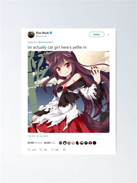 "Elon Musk - Catgirl" Poster for Sale by friedmilktea | Redbubble