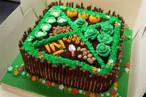 a cake that is shaped like a garden