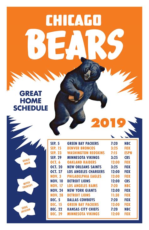 2019 Bears Printable Schedule Poster : CHIBears