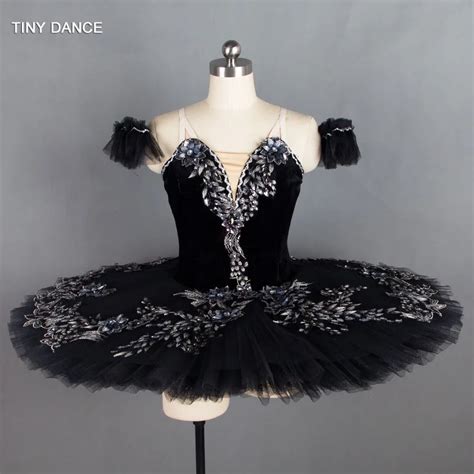 Professional Ballerina Dance Tutu Dress Classic Black Ballet Dance Pancake Tutu with 10 Layers ...