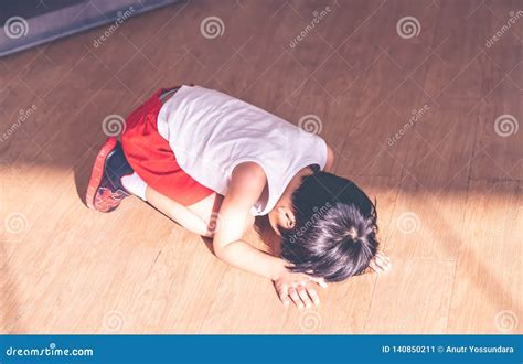 Little Boy Lying Down Crying with Stress and Sadness Stock Image ...