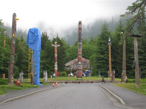 Totem poles telling their tale at the Saxman Totem Pole Park, outside ...