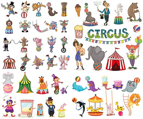 Circus animals and clowns vector – free download, Clipart Graphics ( .ai ) or ( .eps ) format ...