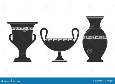 Vase Silhouettes Set. Various Antique Ceramic Vases. Ancient Greek Jars ...