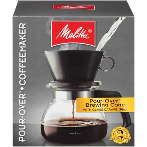 Melitta® Pour-Over Brewer 6 Cup Cone Coffee Maker with Glass Carafe Box ...