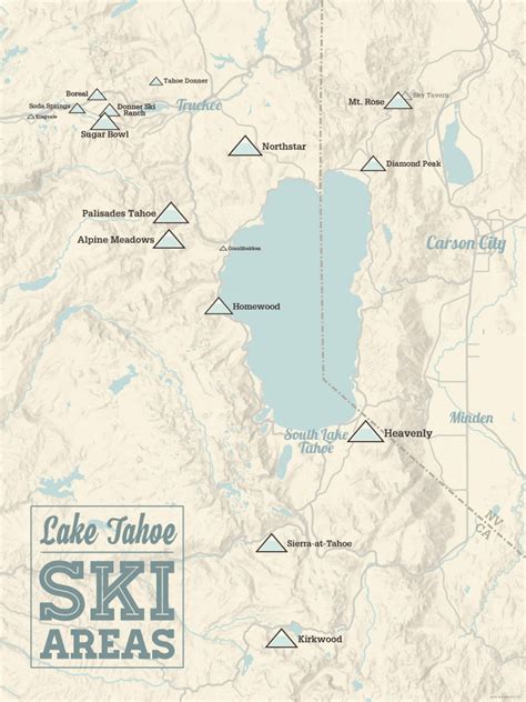 Lake Tahoe Ski Resorts Poster Map - Best Maps Ever