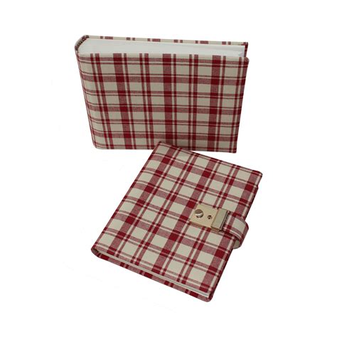 Anne Frank Set: Diary and Mini Photo Album in a Red and Beige Checkered Fabric Cover - Etsy