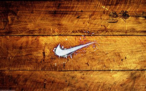 Nike HD Wallpaper: Bold Design on Wood