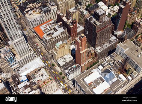 New York City Birds Eye View of Downtown Street Stock Photo - Alamy