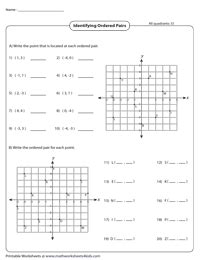 Ordered Pairs and Coordinate Plane Worksheets