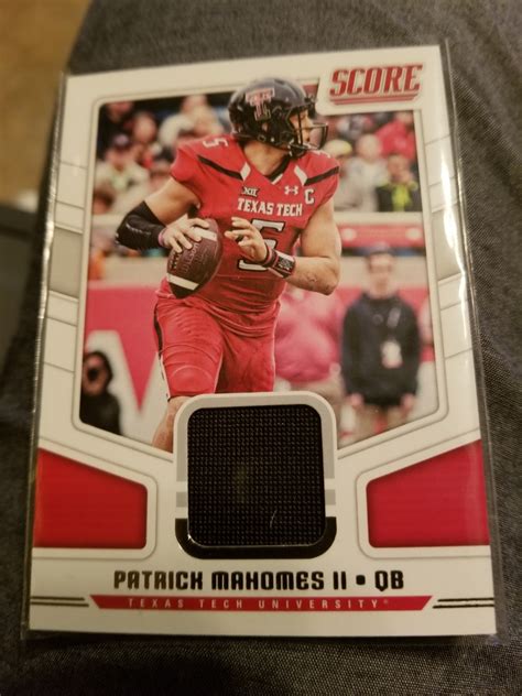 2018 SCORE PATRICK MAHOMES GAME WORN JERSEY CARD # 11. WEARING HIS ...