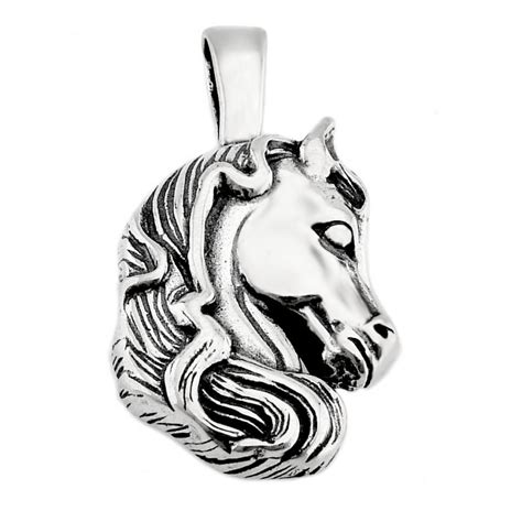 Sterling Silver Horse Head Pendant - jewelry.farm