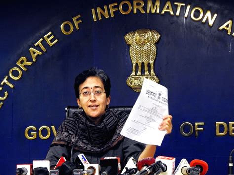 Delhi Education Minister and AAP leader Atishi Marlena addresses a ...