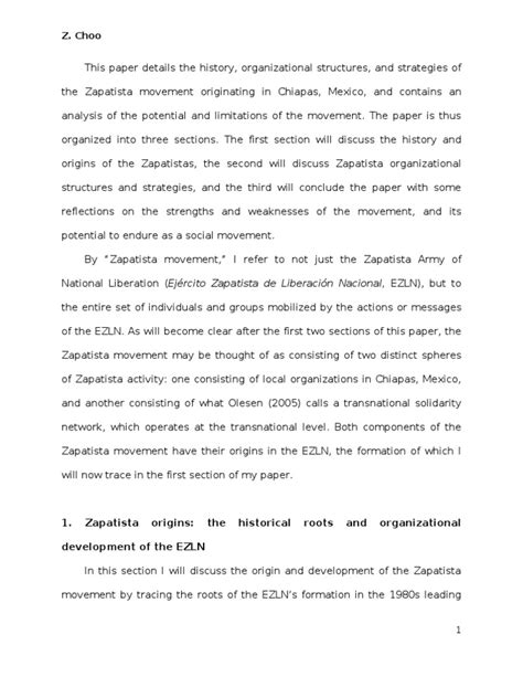 Analysis of The Zapatista Movement: Its History, Development, and ...