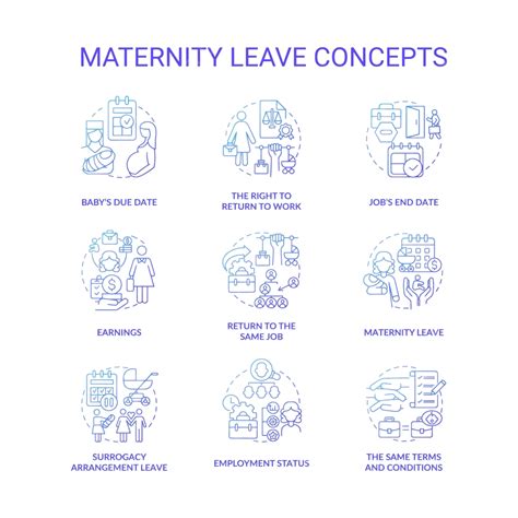 Maternity Leave Related Blue Gradient Icons Set Outline Web Mother Vector, Outline, Web, Mother ...